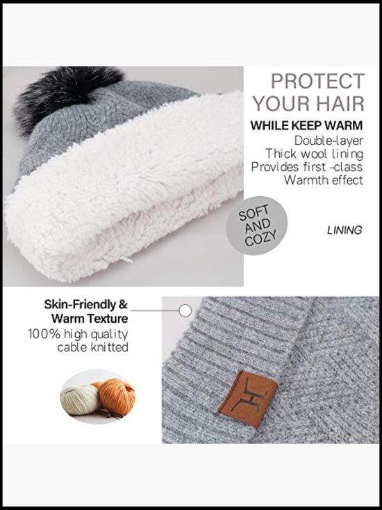 Warm Knit Beanie Scarf Gloves Set with Fleece Lining Touchscreen Gloves main image 6
